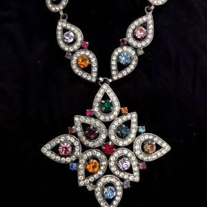 Vintage multi color rhinestone necklace